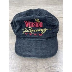Vintage Winston Racing Team Snapback Hat Cap Velvet Embroidered 90s NASCAR